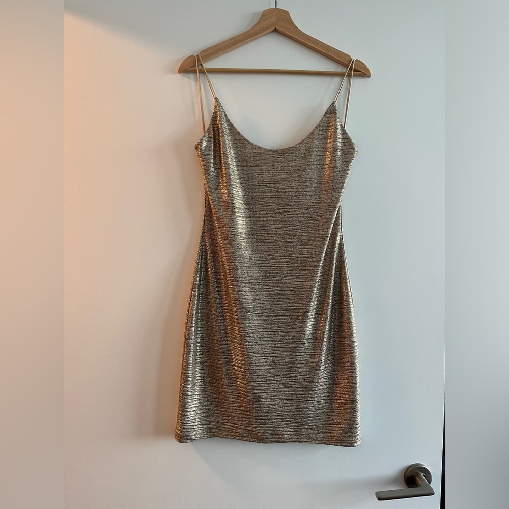 Alice and Olivia gold mini dress - size 8